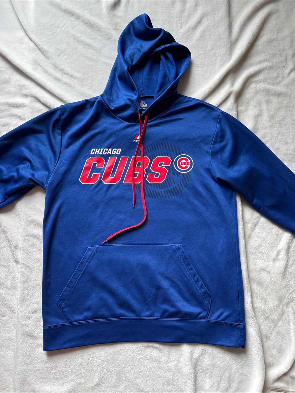 Majestic Royal Blue Chicago Cubs Hooded Pullover Size Medium
